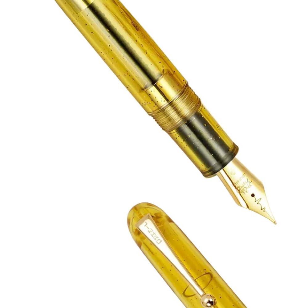 Jinhao 9013 DaDao Series Fountain Pen – Transparent Yellow Acrylic Body, Medium Heartbeat Nib, Includes Ink Converter