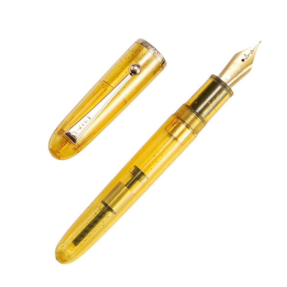 Jinhao 9013 DaDao Series Fountain Pen – Transparent Yellow Acrylic Body, Medium Heartbeat Nib, Includes Ink Converter