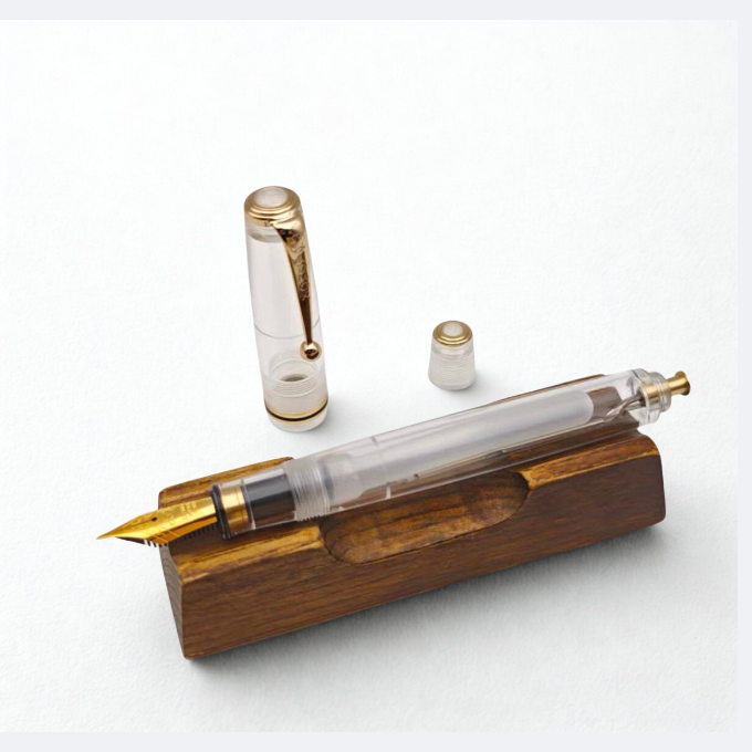 ADMOK 28 Transparent Press Button Filler Fountain Pen, Fine Nib 0.5mm, Clear Demonstrator, Smooth Writing Gift