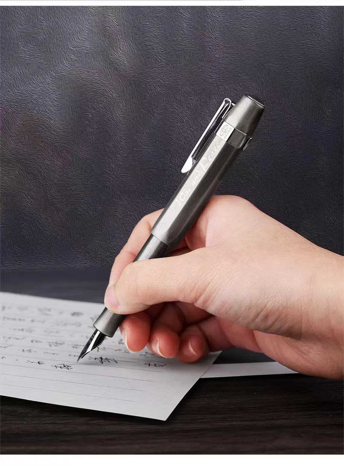 Delike Vintage Solid Steel Fountain Pen – Compact Travel Pocket Pen with Fine & Bent Nib Options, Rotating Ink Cartridge System