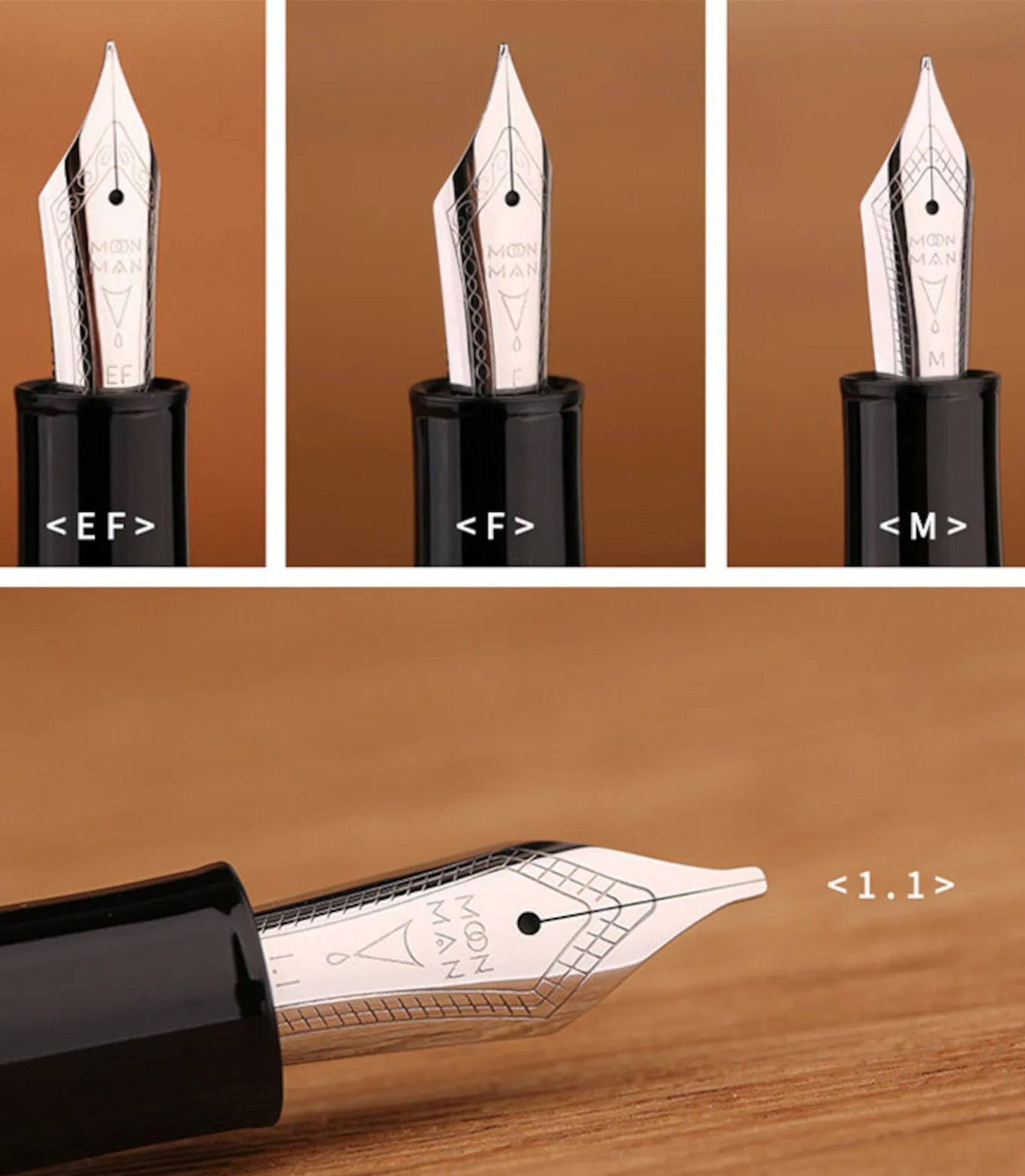 Moonman P136 Piston Fountain Pen –  Black Resin Body with Silver Clip, Extra Fine, Fine, Medium, Broad Nib Options, Comes with Gift Box