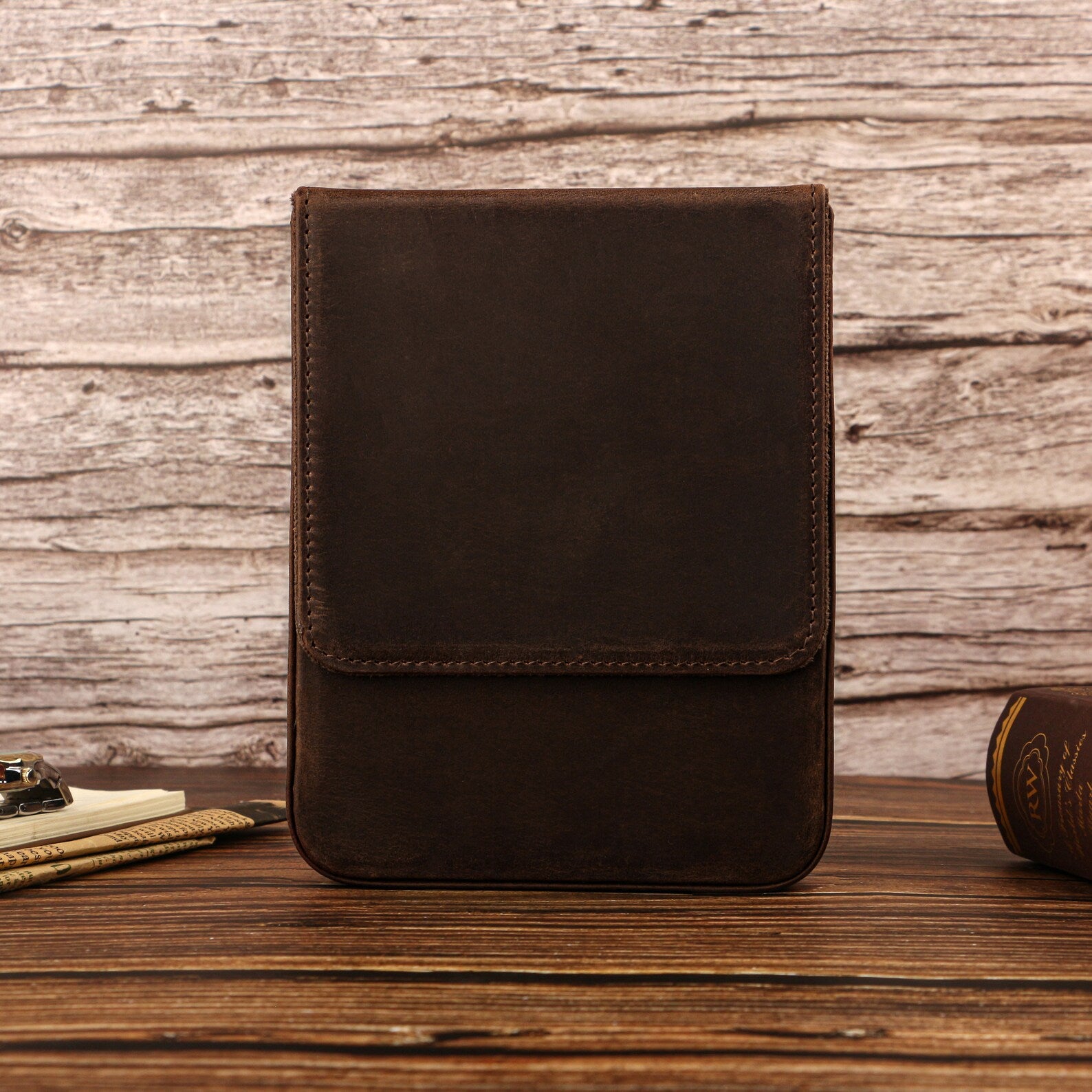 Moonman Leather 6 Slots Pen Case with Removable Pen Tray – Dust-proof Storage & Protection Box