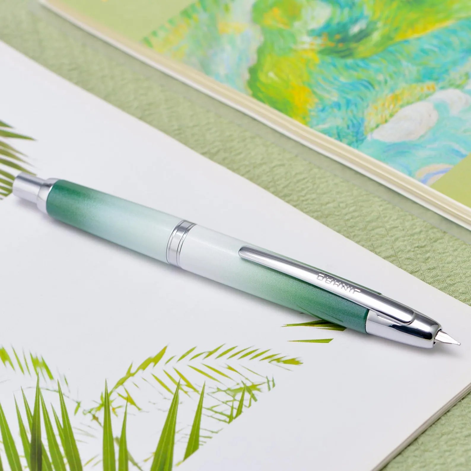 Jinhao 10 Capless Fountain Pen with Box, Retractable Fine Nib with Converter Set, Metal Body, Silver Clip Version