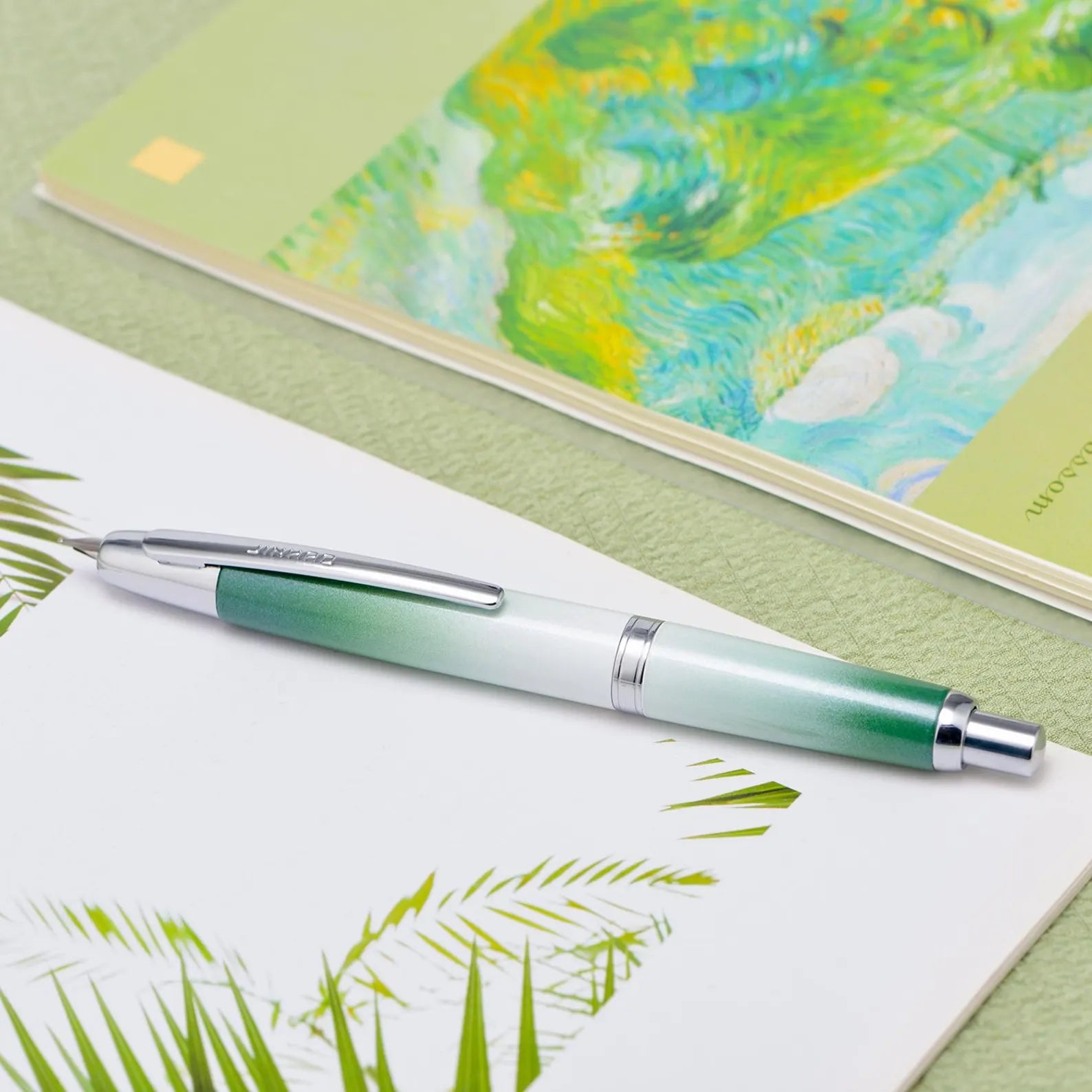 Jinhao 10 Capless Fountain Pen with Box, Retractable Fine Nib with Converter Set, Metal Body, Silver Clip Version