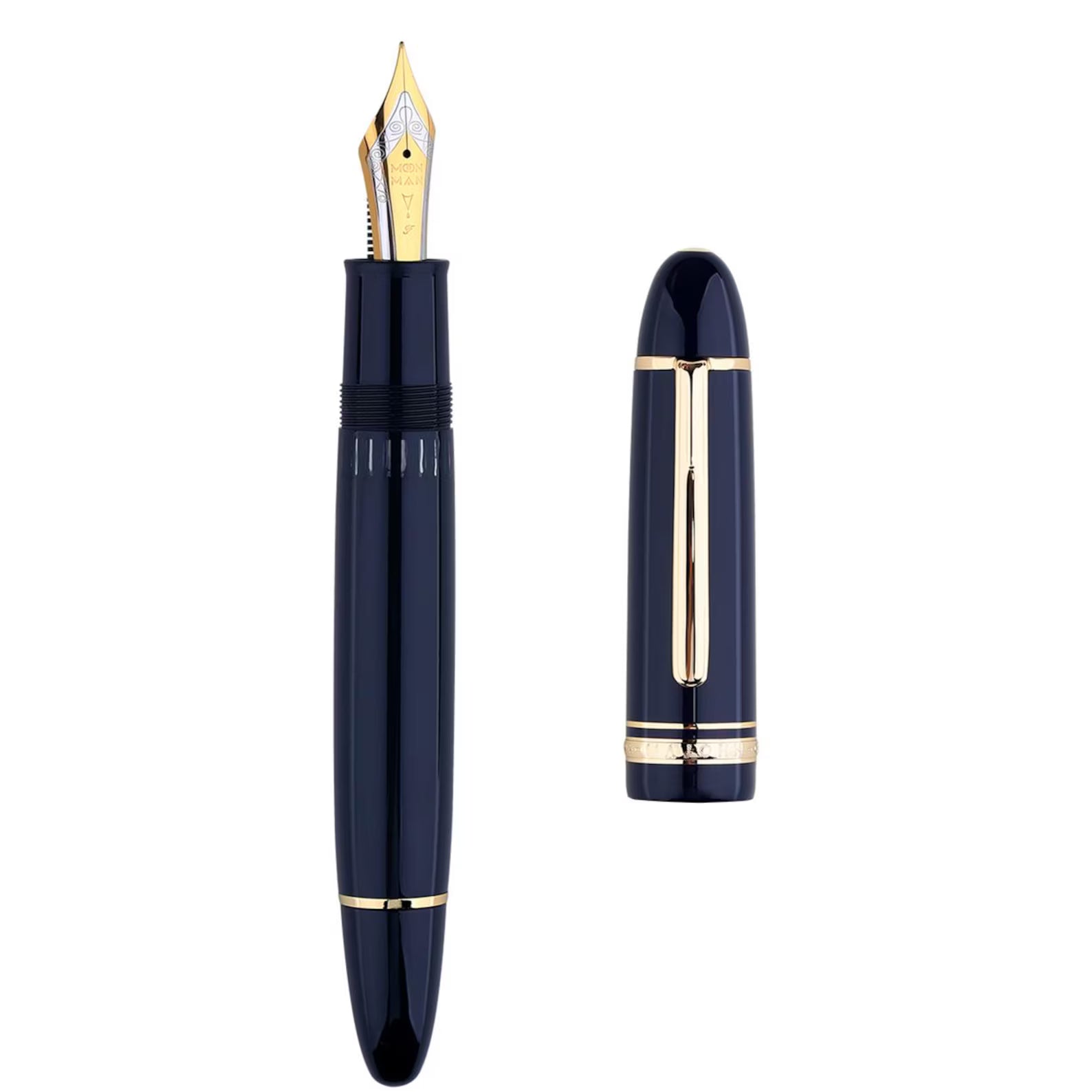 Moonman P141 Piston Fountain Pen – Size 8 Dual-Tone Fine Nib with Gold Trim & Clip – Resin Body – Multiple Colors – Bottled Ink Filling (No Ink Included)