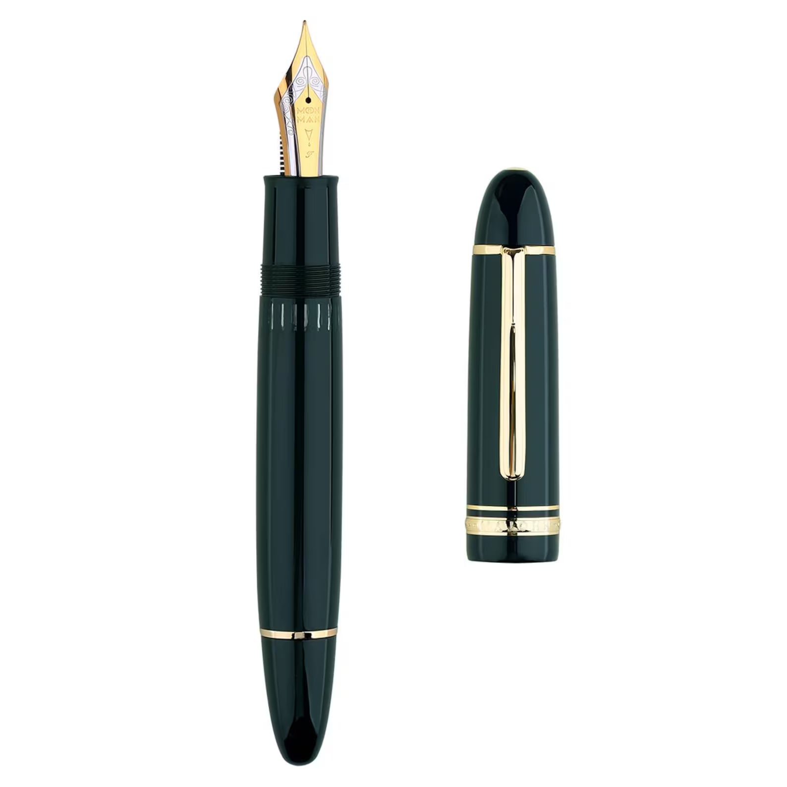 Moonman P141 Piston Fountain Pen – Size 8 Dual-Tone Fine Nib with Gold Trim & Clip – Resin Body – Multiple Colors – Bottled Ink Filling (No Ink Included)