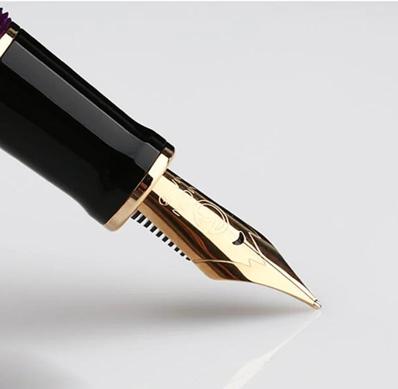 Moonman M600S Crystal Blue Fountain Pen – Medium Iridium Nib, Golden Trim, Elegant Writing Gift
