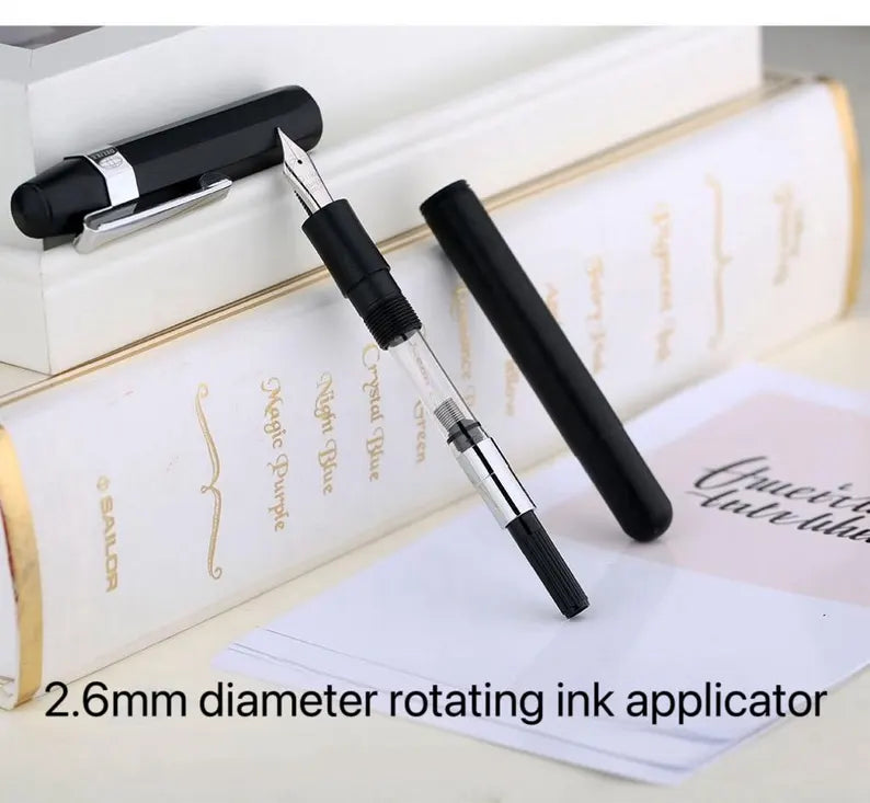 Delike Alpha Aluminum Alloy Fountain Pen – Compact Design, Bent Nib, Rotating Ink Cartridge System, Smooth Writing Pen