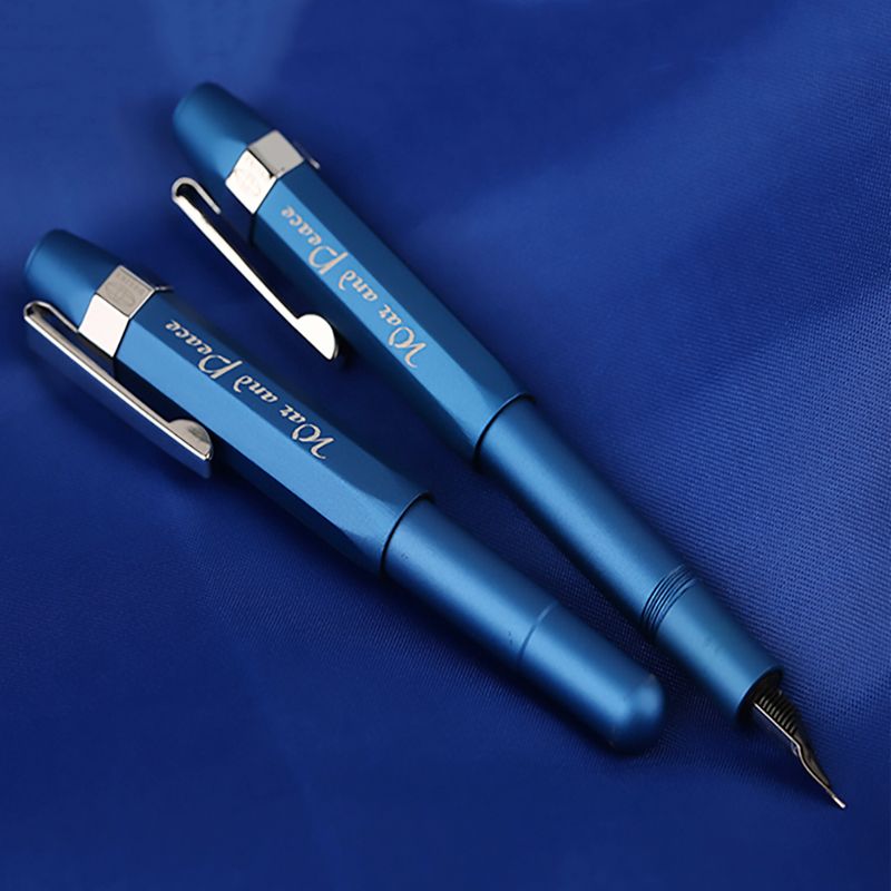 Delike Alpha Fountain Pen with Clip & Converter – Blue (Fine & Bent Nib)