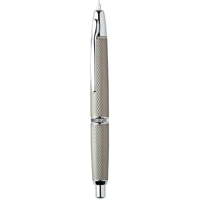 Moonman A1 Reverse Scale Retractable Fountain Pen – Extra Fine 0.38mm Nib, White Grid Metal Body with White Clip, Press Mechanism, Includes Converter, Dropper & Gift Box