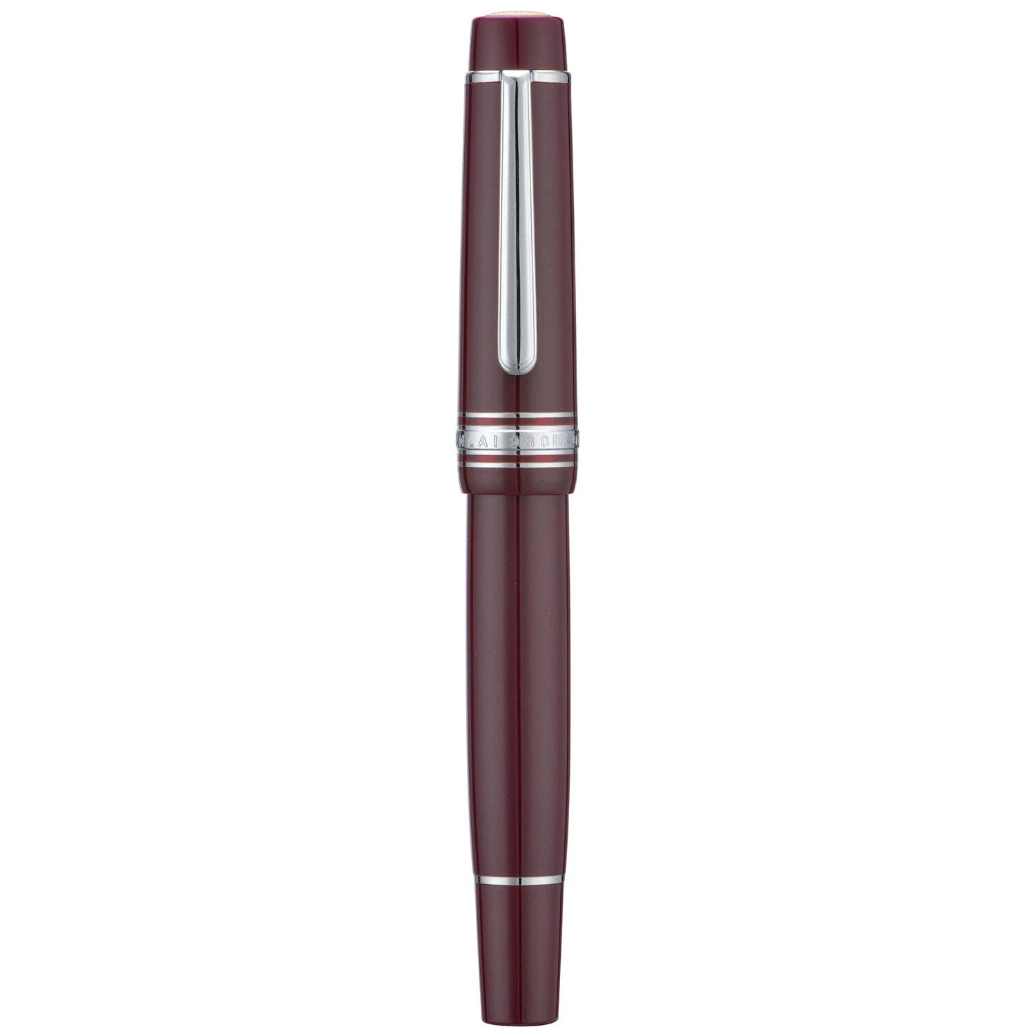 WingSung Junlai 930 Acrylic Fountain Pen – Flat Top Design with Piston Filling System, Size #9 Iridium Nib in Fine, Medium & Broad – Wine Red Fence Ink Tank with Silver Trim (No Ink)