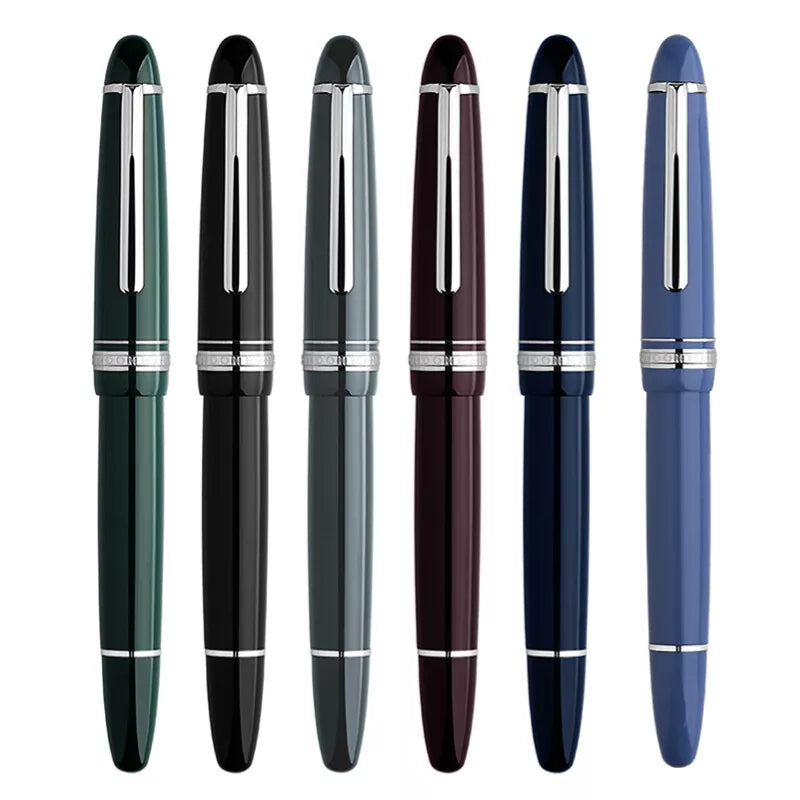 Moonman P136 Piston Fountain Pen –  Black Resin Body with Silver Clip, Extra Fine, Fine, Medium, Broad Nib Options, Comes with Gift Box