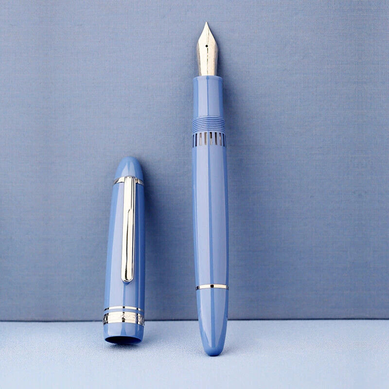 Moonman P136 Piston Fountain Pen –  Glacier Blue Resin Body with Silver Clip, Extra Fine, Fine, Medium, Broad Nib Options, Comes with Gift Box