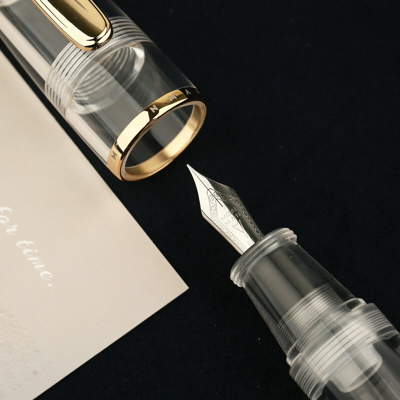 Moonman Q1 Mini Eyedropper Fountain Pen – Transparent Resin Body, Fine & Extra Fine Iridium Nib Options, Large Ink Capacity Pocket Pen
