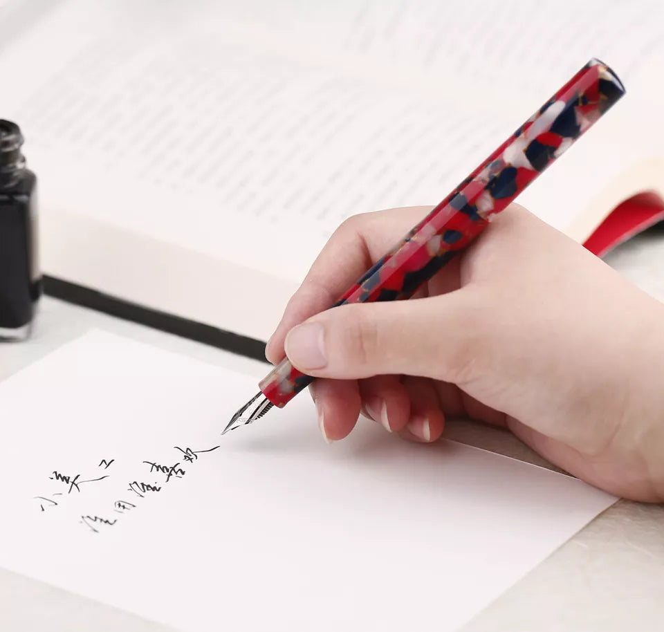 Moonman N8 Convertible Fountain Pen (EF Nib & Glass Nib) - Multicolored Red