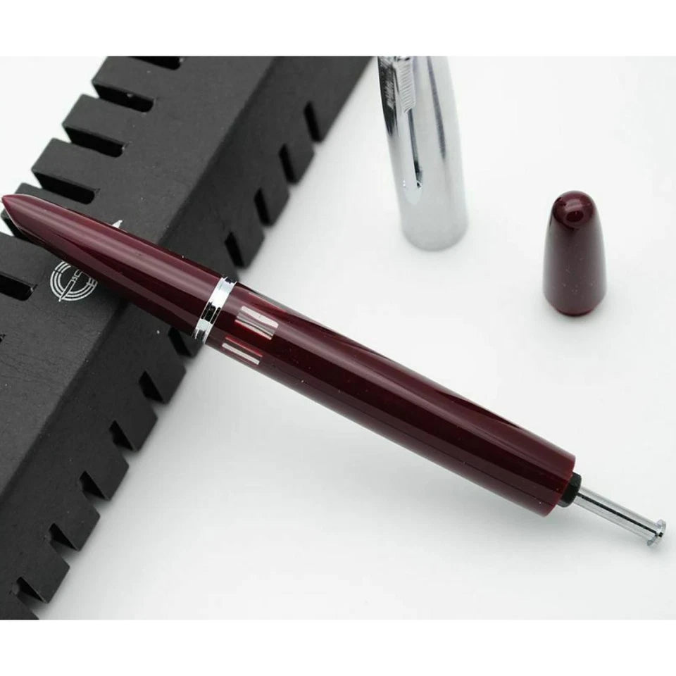 Wing Sung 601 Steel Cap Vacumatic Fountain Pen with Ink Window, Extra Fine Nib (Maroon)