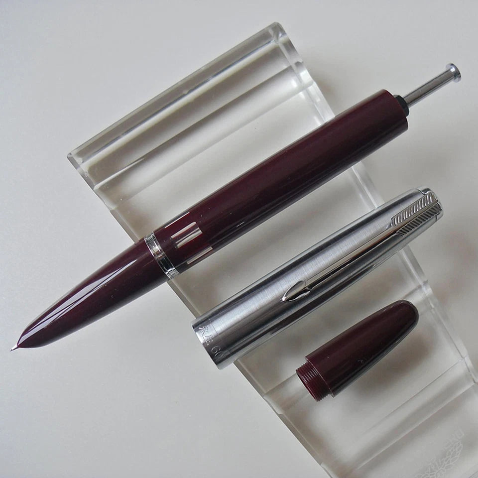 Wing Sung 601 Steel Cap Vacumatic Fountain Pen with Ink Window, Extra Fine Nib (Maroon)
