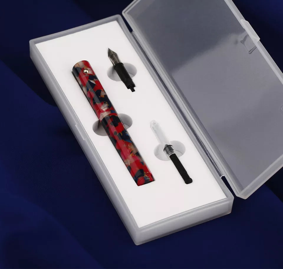 Moonman N8 Convertible Fountain Pen (EF Nib & Glass Nib) - Multicolored Red